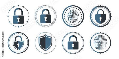 Security Icons Set Vector Style for Data Protection and Cyber Security