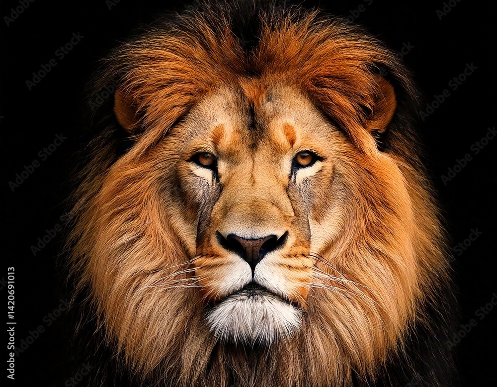 Naklejka premium lion head on black, AI generated 