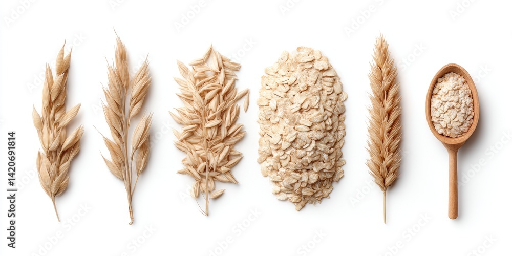 Three glass carafes filled with oats arranged in a row on a white surface with soft natural lighting.