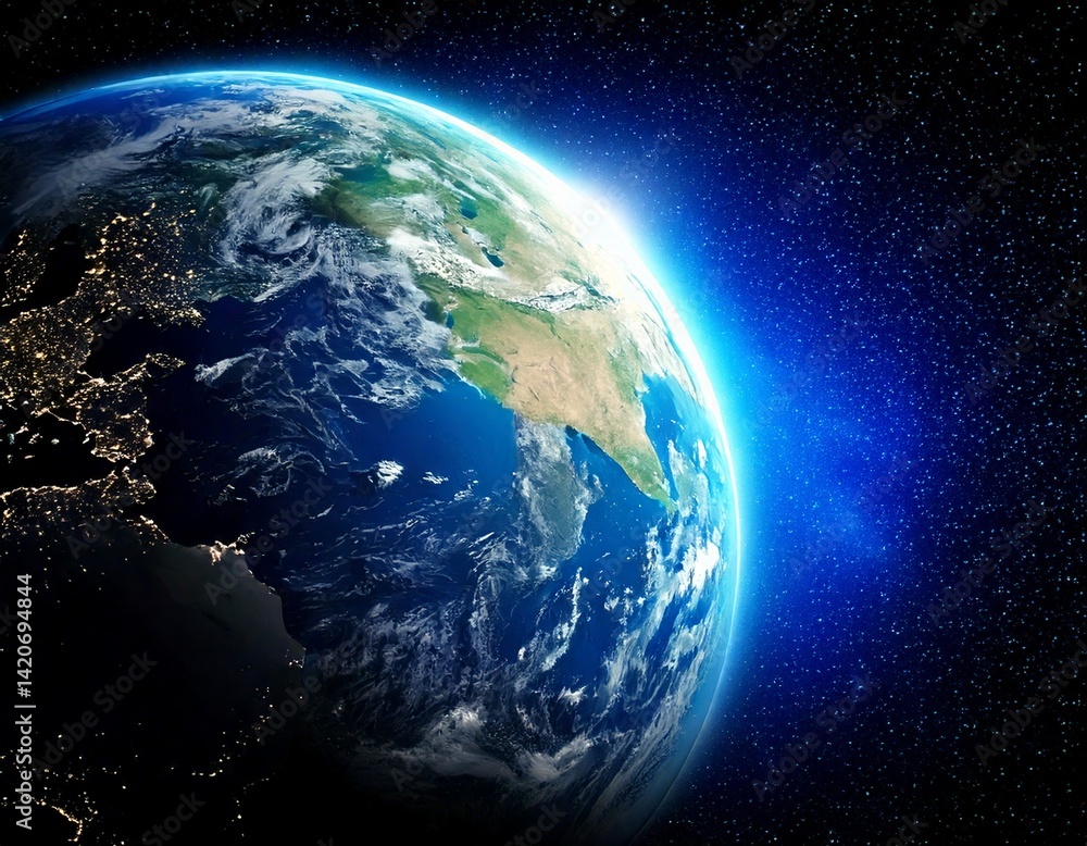 Planet earth globe view from space showing realistic earth surface and world map as in outer Planet earth globe view from space showing realistic earth surface and world map as in outer