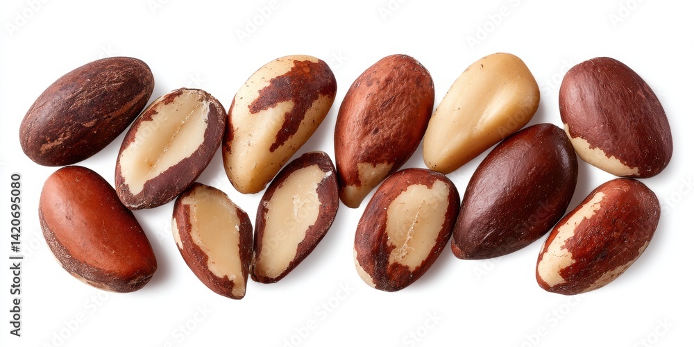 Close-up of assorted nuts on a clean white surface, showcasing texture and natural colors in bright lighting.