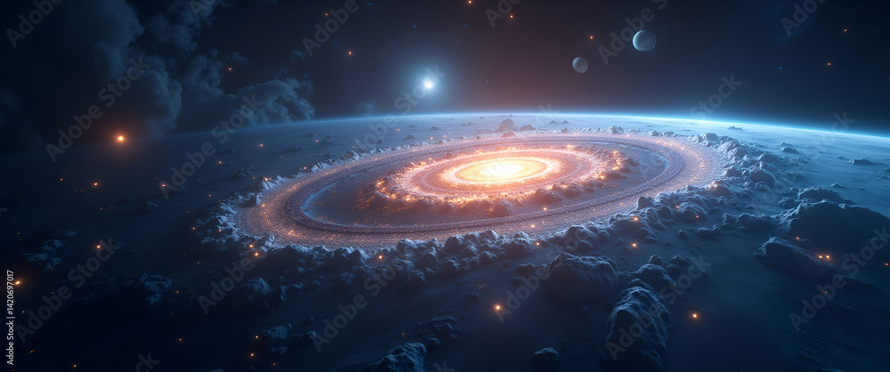 Obraz premium Immersive Space-Time Exploration: Artistic Astrophotography Meets Scientific Visualization of Cosmic Dimensions