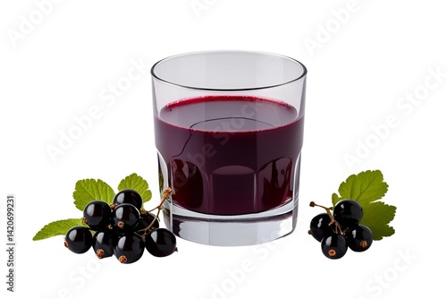 black currant juice glass isolated on transparent background