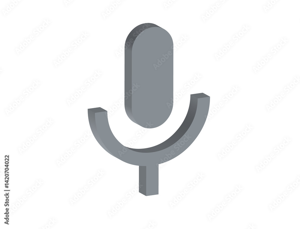 3D illustration of a microphone icon, transparent background, png format 3D illustration of a microphone icon, transparent background, png format