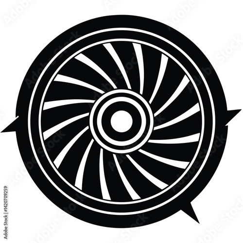Isolated Turbine Engine On White Background