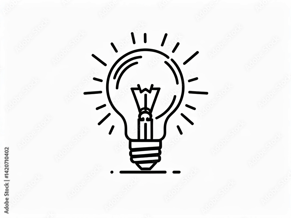 The light bulb icon is drawn in black and white with a clean look. The light bulb icon is drawn in black and white with a clean look.