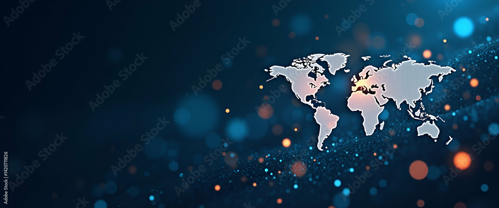 Fototapeta premium Sophisticated Visual Narrative: Cross-Border Blockchain Finance, Decentralized Ledgers, Secure Tokenized Transactions & Innovative Digital Payment Networks for Global Economic Advancement - Photo Stoc