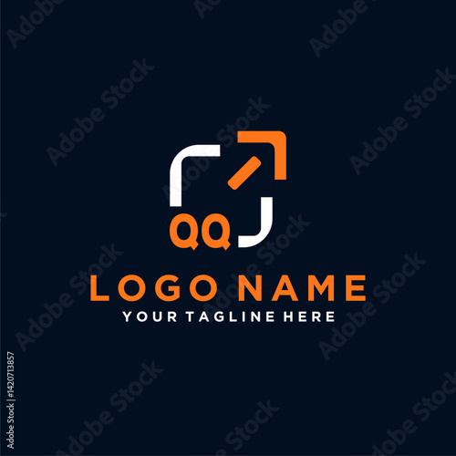 QQ initials minimal modern technology logo design