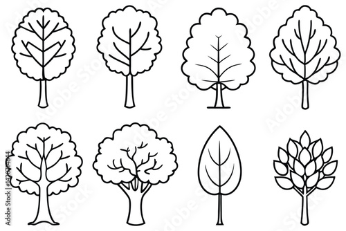Poplar Tree Silhouette Set