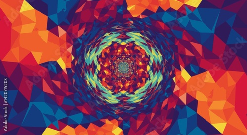 Abstract Colorful Polygonal Tunnel Background