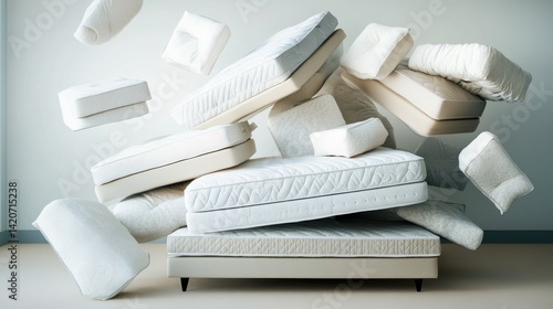 Dynamic Display of Floating Mattresses and Cushions in Motion