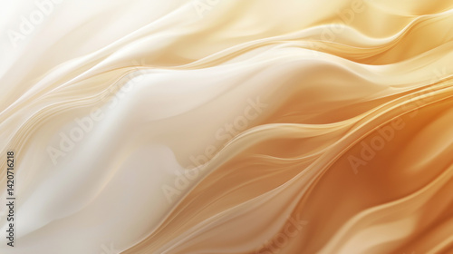 Flowing Abstract Waves in Soft Cream and Caramel Tones