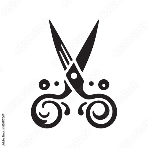 Elegant Scissors Design: Stylish Hairdressing and Craft Tool Illustration