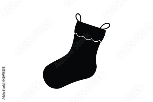 Christmas stocking silhouette on white background