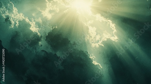 Wallpaper Mural Celestial Rays Piercing Through Dramatic Cloudscape Torontodigital.ca