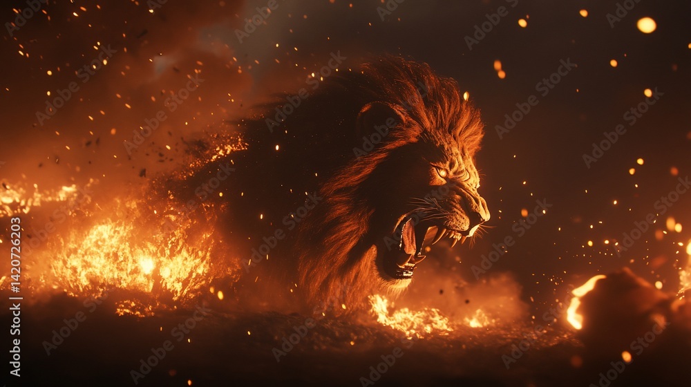 Fiery Lion King: A Digital Masterpiece Fiery Lion King: A Digital Masterpiece