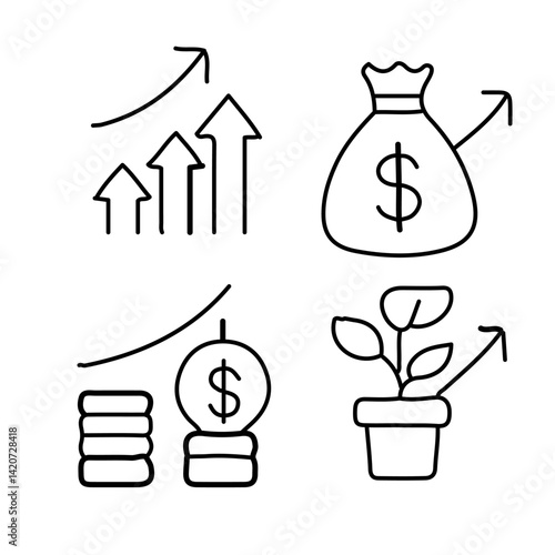 vector illustration of growth icon element with outline style	
