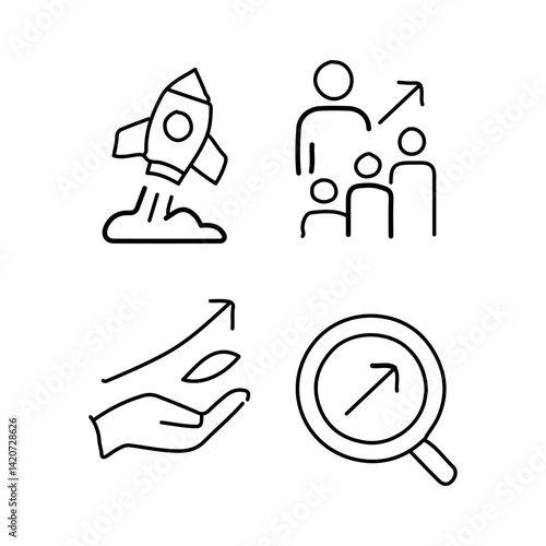 vector illustration of growth icon element with outline style	
