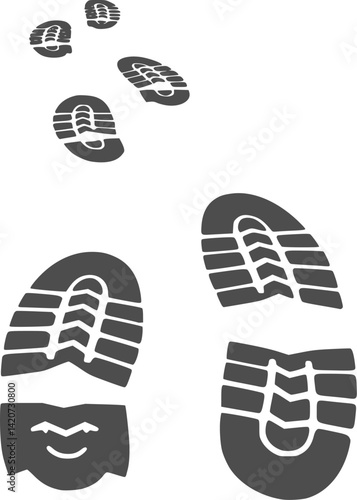 Foot steps, isolated on whine background

