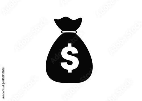 Illustration of a black money bag with dollar symbol
