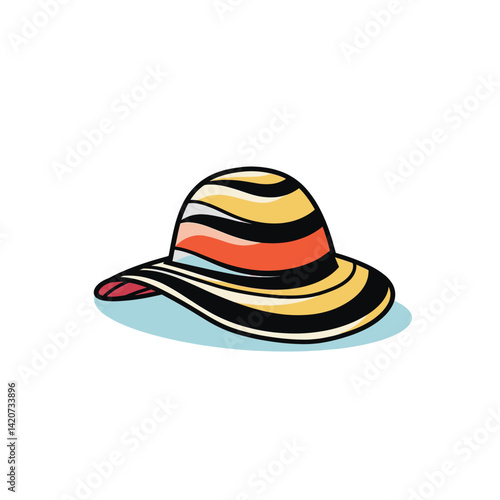 Colorful Summer Hats with Flowers and Ribbons Vector