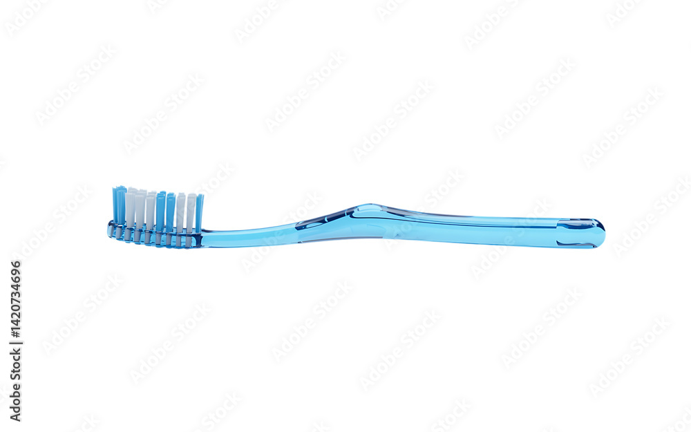 Blue toothbrush resting on a clean surface with bristles ready for daily oral care routine Blue toothbrush resting on a clean surface with bristles ready for daily oral care routine
