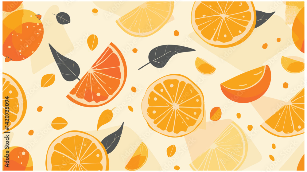 Retro Orange Slice Seamless Pattern Vector Retro Orange Slice Seamless Pattern Vector