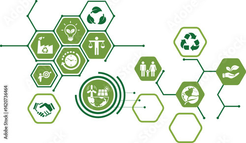 CSR banner web icon set vector illustration concept business and organization, Corporate social responsibility and giving back to the community. 