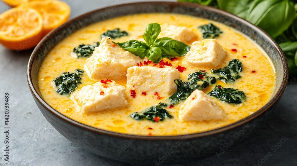 Creamy soup with cheese and spinach Creamy soup with cheese and spinach