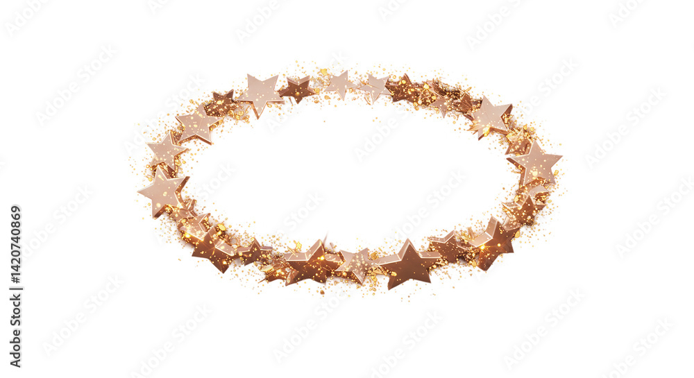 Obraz premium 3D decorative circular wreath made of autumn leaves and stars isolated on white background, ideal for seasonal celebration visuals, fall festival decor, and thanksgiving graphic design
