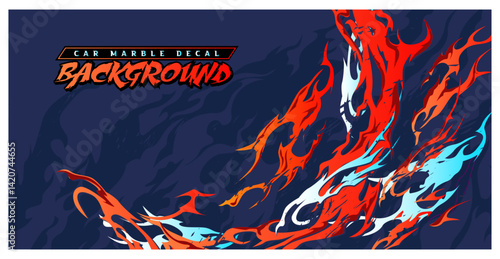 Abstract background car decal wrap background vector design rebel grunge flame, lightning, thunder livery racing speed motorsport sticker, pattern rip scratch dragon sporty