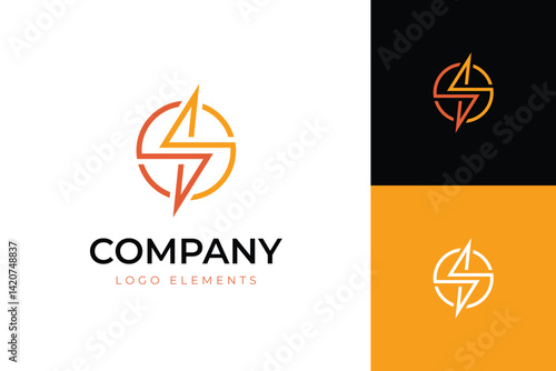 thunderbolt flash energy vector logo icon design. Abstract letter s electric identity logo for power lightning symbol, graphic illustration