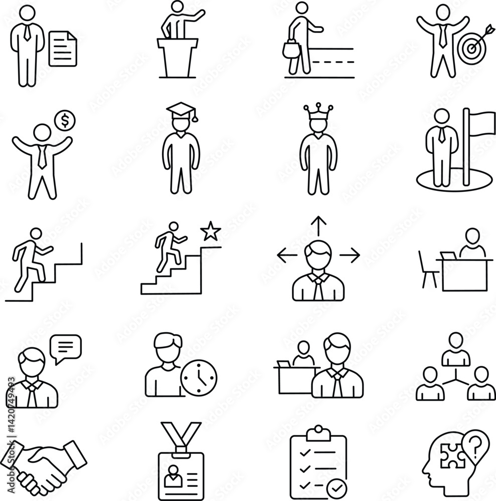 Professional Development and Business Success Icons for Career Growth. Professional Development and Business Success Icons for Career Growth.