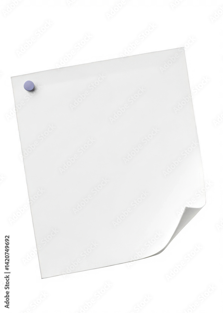 Photorealistic White Sticky Note Minimalist Blank Paper Note for Mockups and Designs