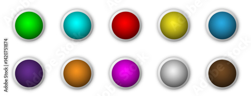 Free Download Icon set with gradient and 3d white stroke shape | Button set with white background luxury model for presentation, web, signal, business, decoration | Creative ten Circular abstract vector shape - GFXLoad