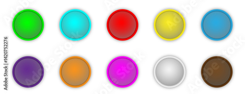 Icon set with gradient and 3d shape | Button set with white background luxury model for presentation, web, signal, business, decoration | Creative ten Circular abstract vector shape
