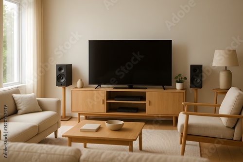 budget home theatre simple wooden living room white with tv