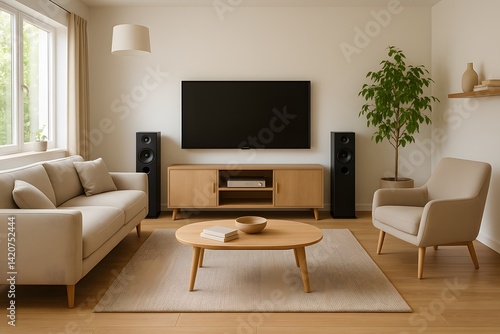budget simple wooden living room white with tv home audio system