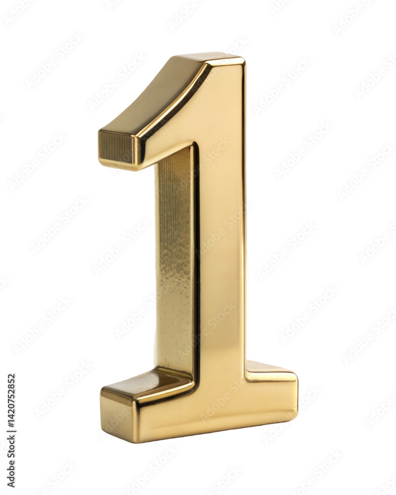 3d golden number 1 isolated on transparent background. 3d golden number 1 isolated on transparent background.