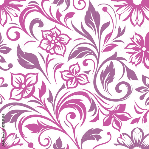 Elegant Pink Floral Pattern on White Background
