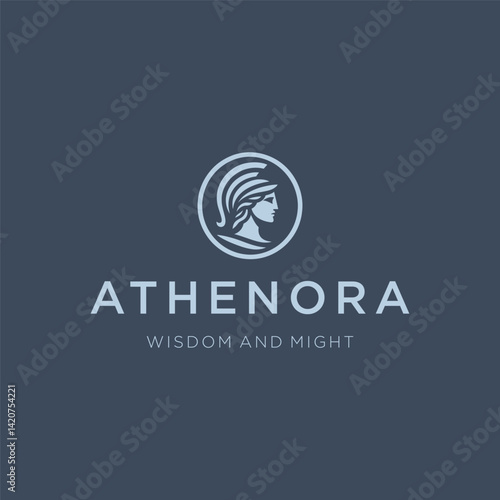 Fotografi Athena Logo – Elegant goddess Athena in a minimal, symbolic line art form