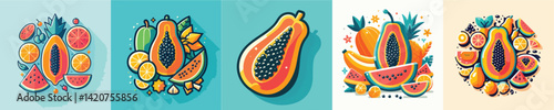 a papaya fruit vector