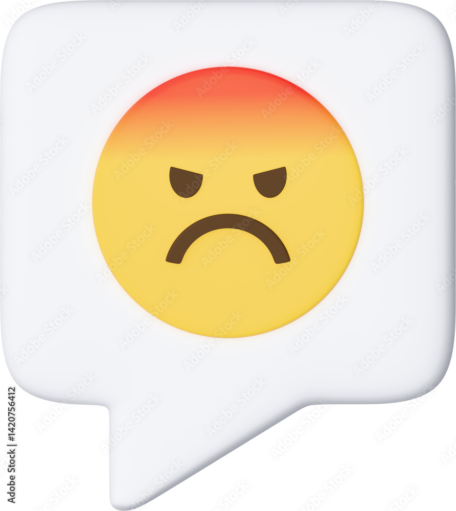 Fototapeta premium 3D 화난 얼굴 말풍선