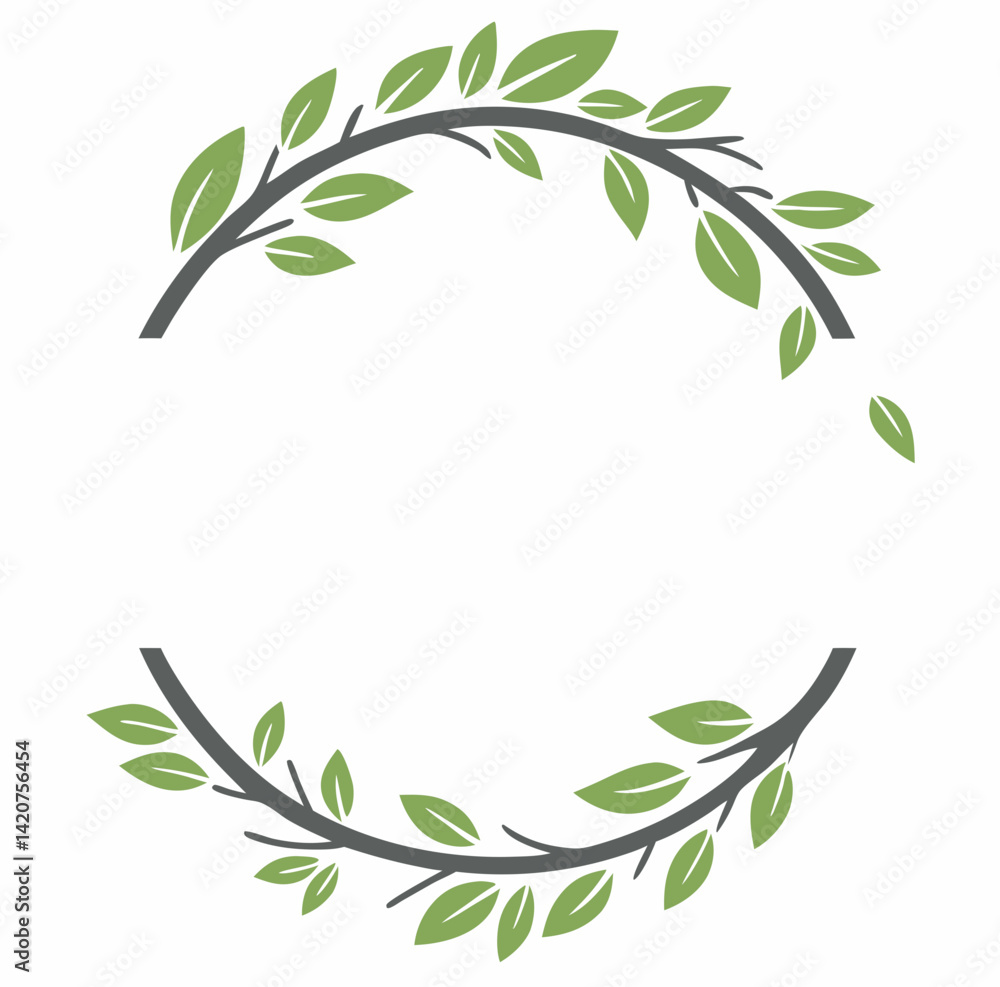 Circle leaves, lily, valley plant and flower Circle leaves, lily, valley plant and flower