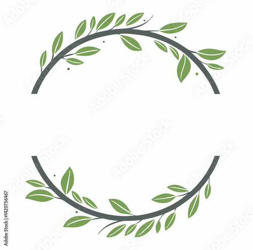Circle leaves, lily, valley plant and flower