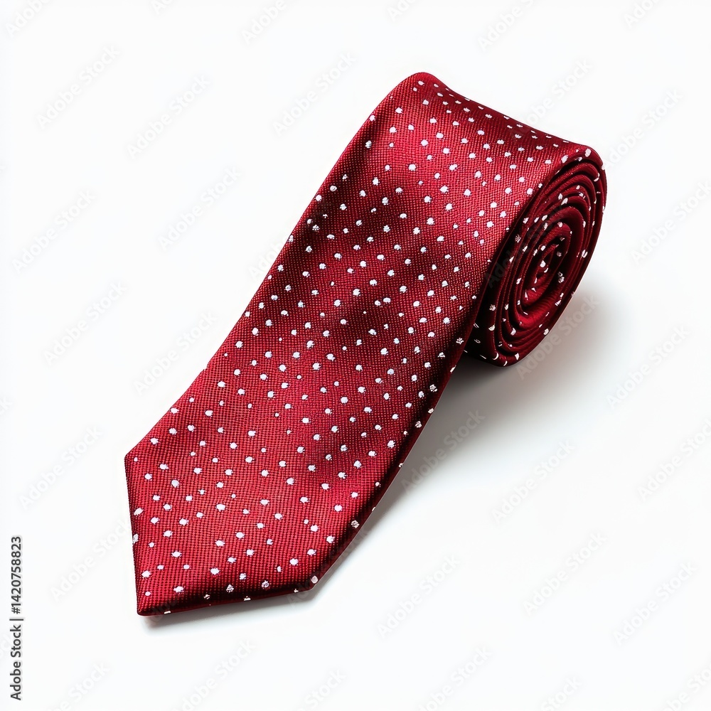 Rolled burgundy tie with small white dots (3) Rolled burgundy tie with small white dots (3)