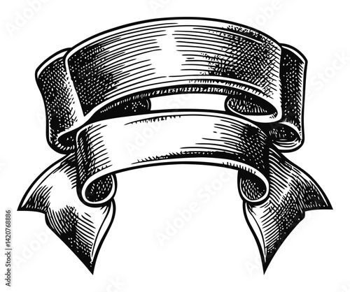 Hand Drawn Vintage Banner Illustration for Engraving Projects