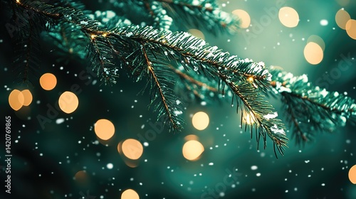 Delicate snowflakes descending in winter, capturing the essence of a serene holiday moment