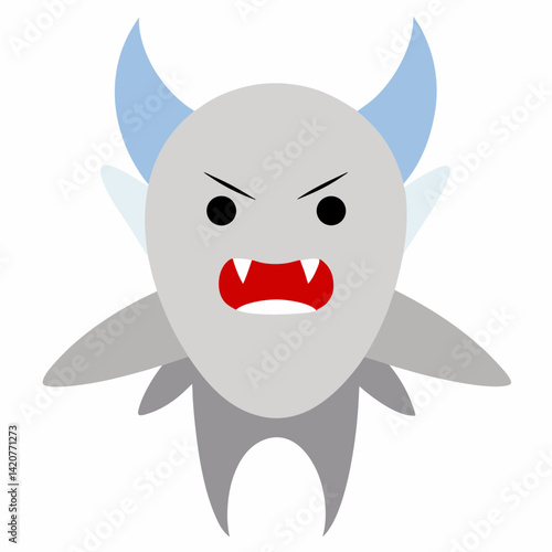 Evil Tooth Fairy Cartoon Character Vector Illustration with Simple Gradients and Dark Humor Style