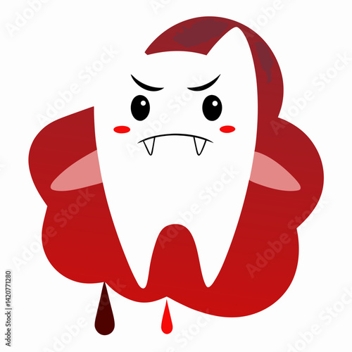Evil Tooth Fairy Cartoon Character Vector Illustration with Simple Gradients and Dark Humor Style